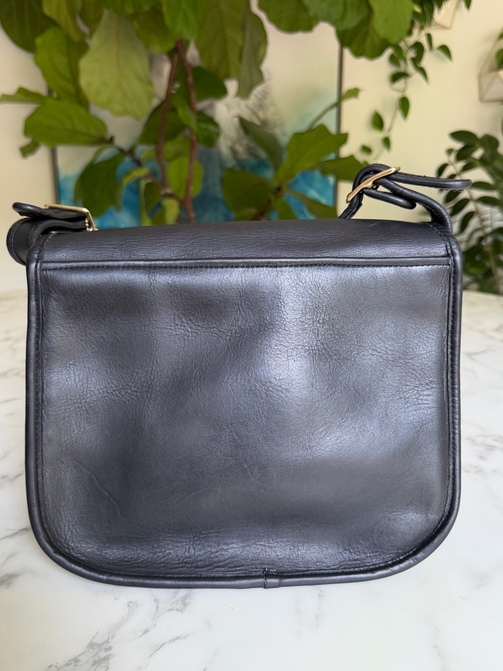 COACH Vintage NYC Classic Shoulder Bag 9170 Black Leather Brass Flap 80's USA - Picture 4 of 16